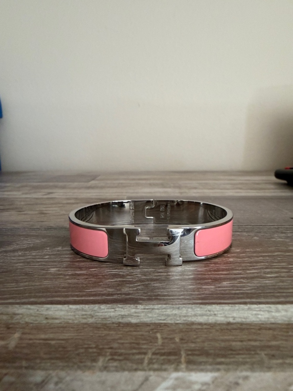 Pink Enamel Hinge Bangle Bracelet - Designer Style Inspired “H”